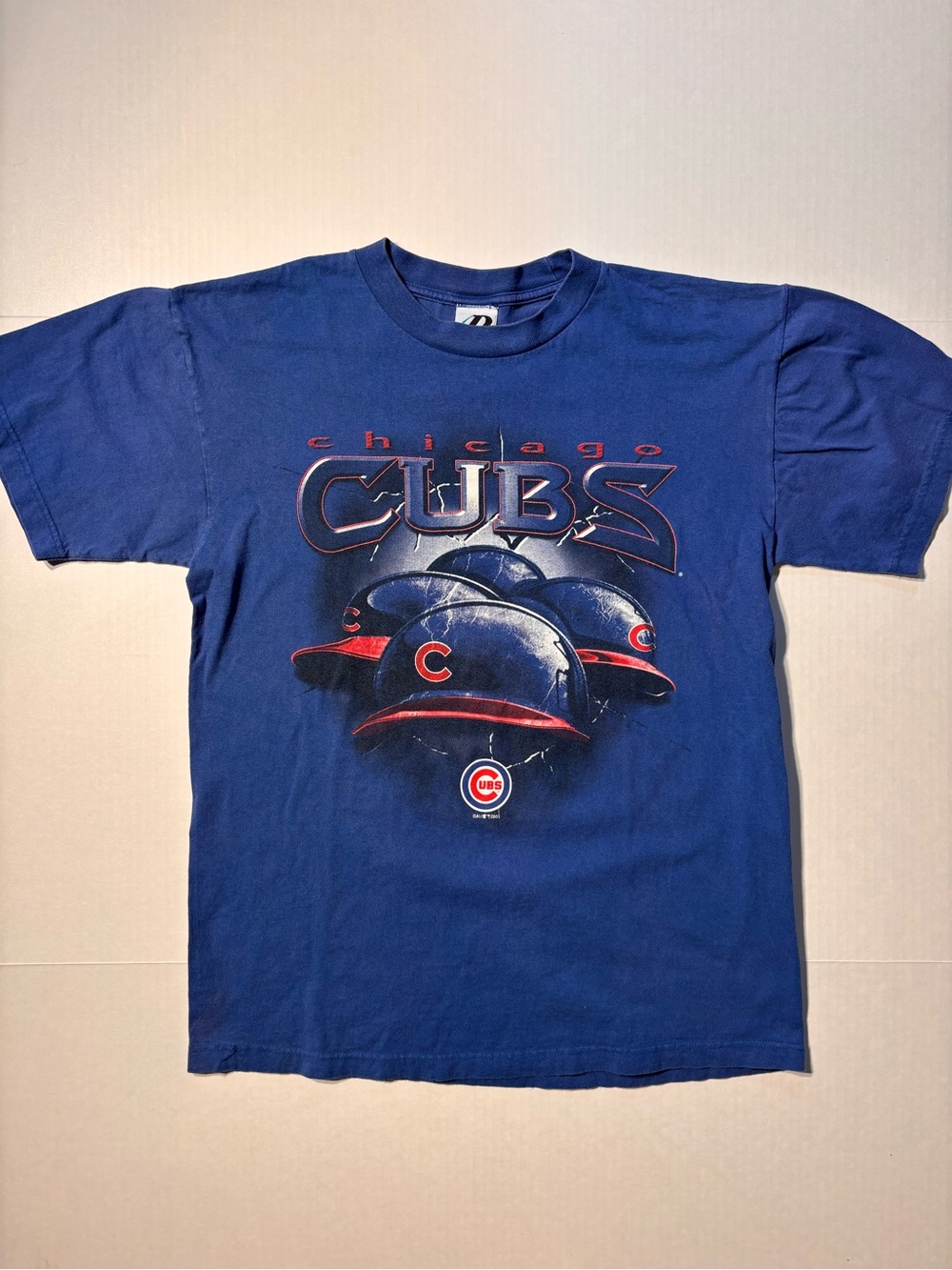 Vtg Dynasty Chicago Cubs Baseball MLB Helmet 90’s Y2K Graphic T-shirt Large